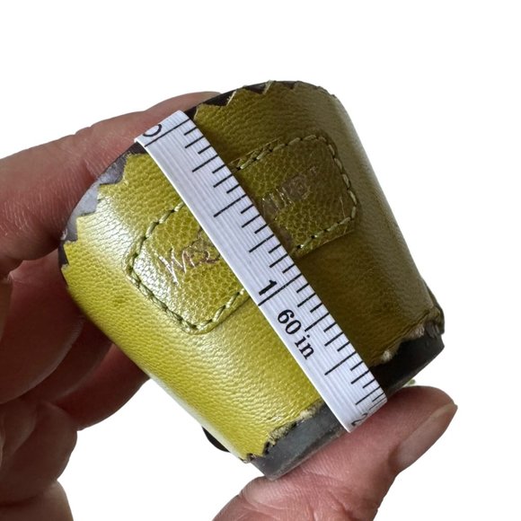 Vintage YVES SAINT LAURENT Green Leather Studded Wooden Slides Sandals Sz.10 - Picture 10 of 16